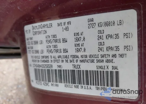 2003 Dodge Dakota Slt из США, поврежденный, VIN 1D7HG48N43S256520